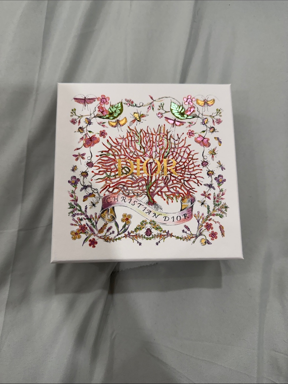 Dior Floral Printed White Gift Box with Gold Logo
